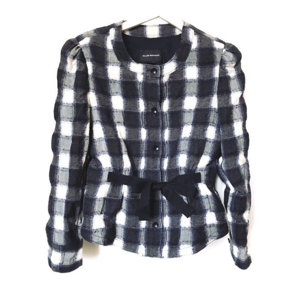 Club Monaco wool/cotton plaid jacket Size S